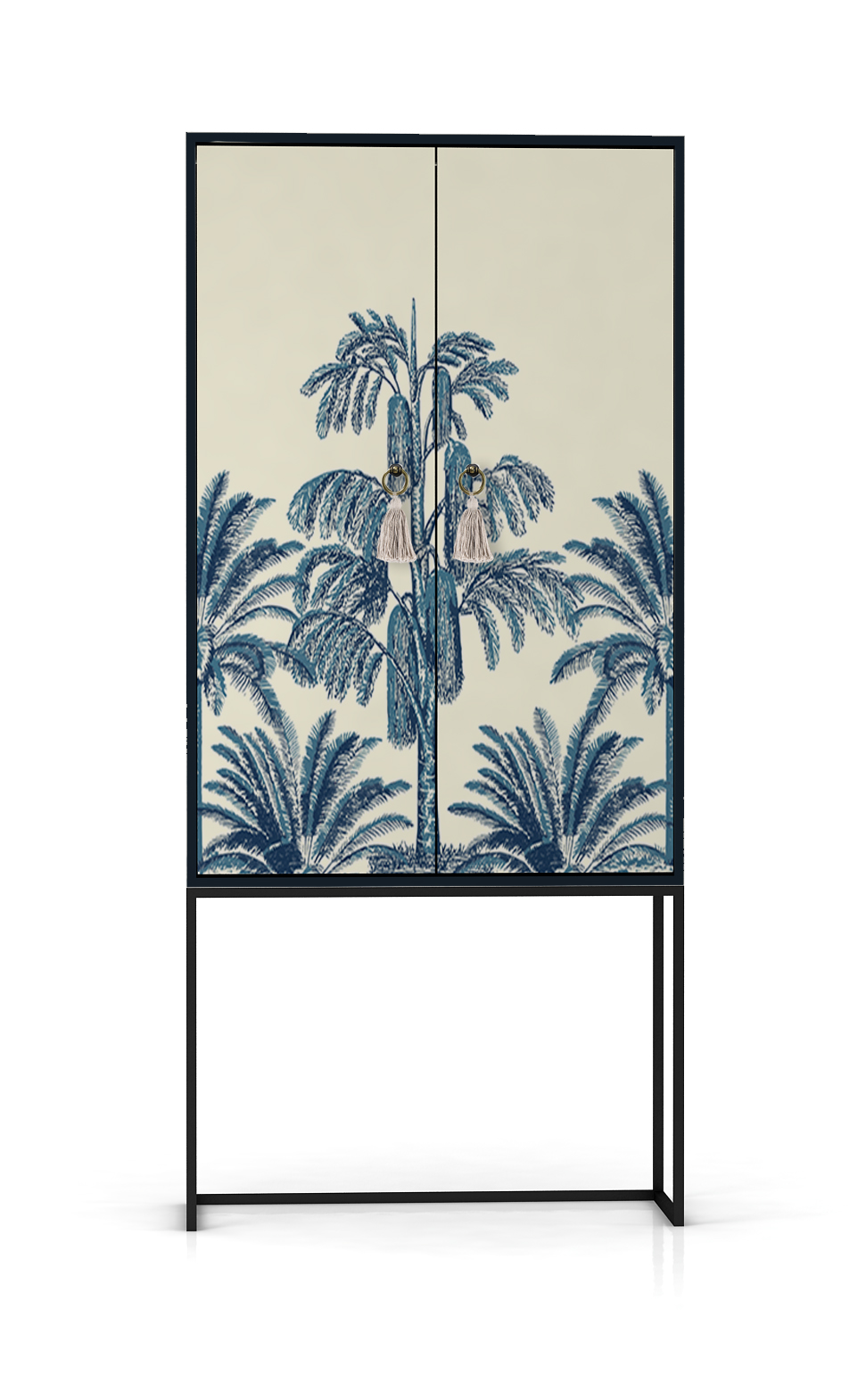 Aparador armario de 2 puertas en MDF con impresión de palmeras vintage rt8156x6