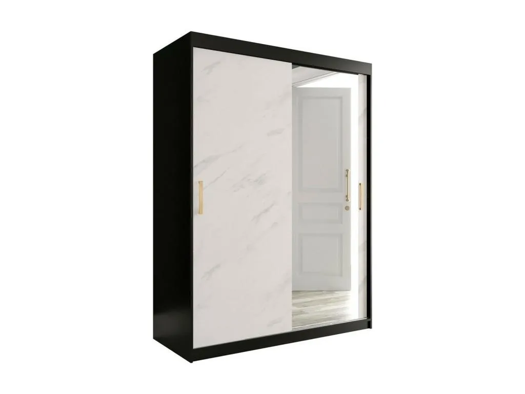 Armario Patriciabaezcasa 260 Negro mate | Mármol blanco 200x150x62cm Número de estantes - 4.00