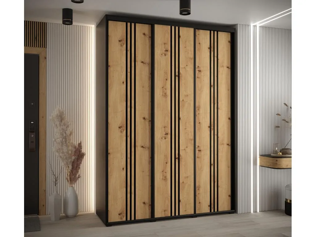 ARMARIO Micasacool 6 DE PUERTAS CORREDERAS 235.2/170/45 3 puertas (Negro/Artisan/Negro)