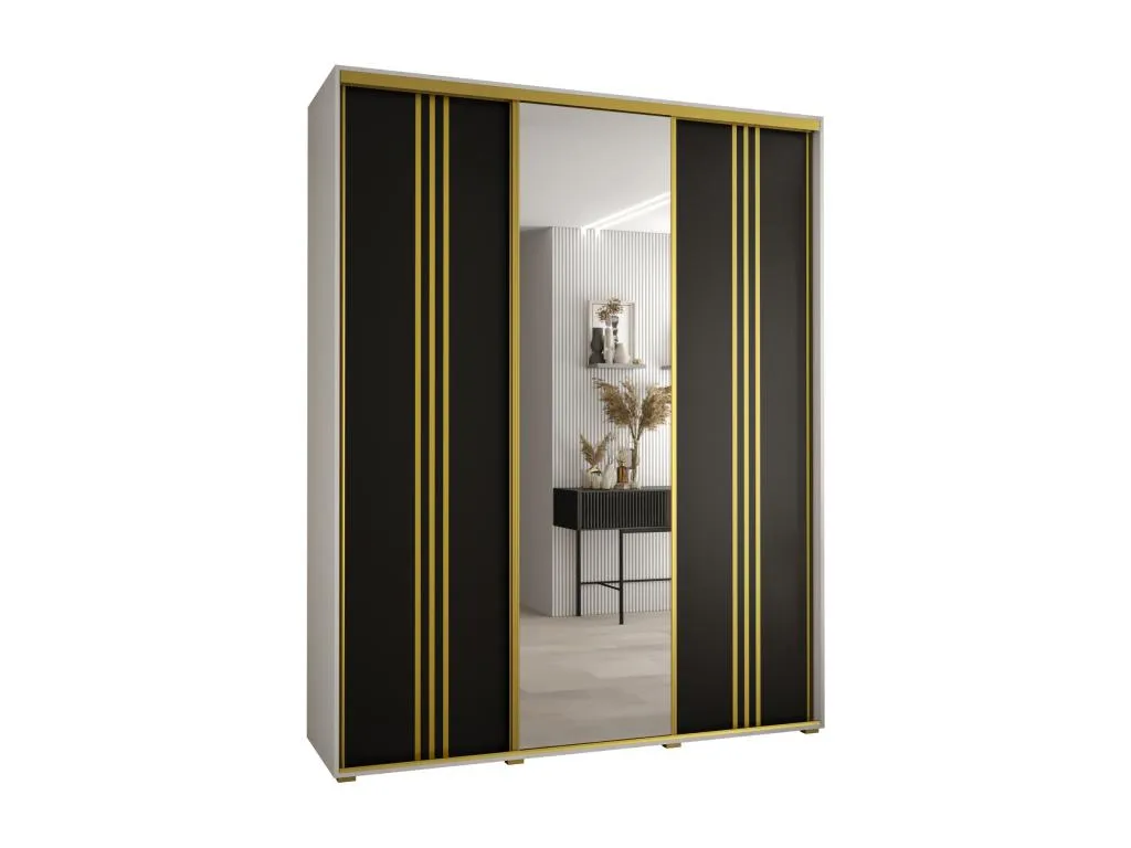 ARMARIO Banakdecoracion 7 DE PUERTAS CORREDERAS 235.2/200/60 3 puertas (Blanco/Negro/Oro) PXDD99937
