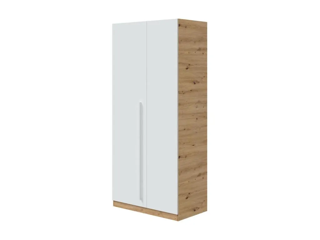 Armario Lluesmahome Armario dormitorio con 2 puertas batientes Mueble con 3 baldas y barra perchero 90x52h200 cm Lluesmahome anudado y Blanco IDCB68247