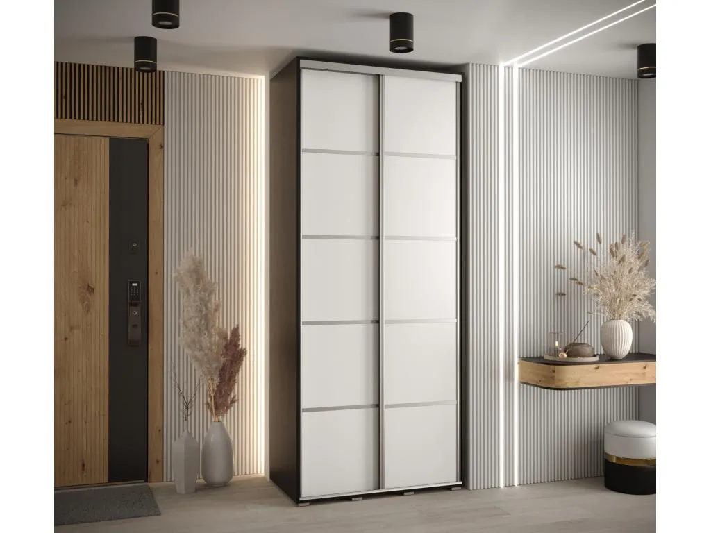 ARMARIO Alkihogares 4 DE PUERTAS CORREDERAS 235.2/100/60 2 puertas (Negro/Blanco/Plata)