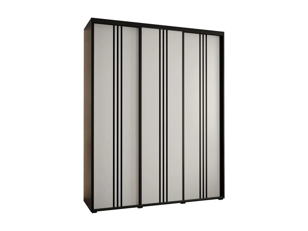 ARMARIO Alkifurniturees 6 DE PUERTAS CORREDERAS 235.2/190/60 3 puertas (Negro/Blanco/Negro) 01995VBCK
