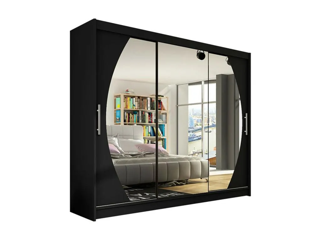 Armario Biocasahogar negro con puertas correderas 215x250x58 cm TW5744171