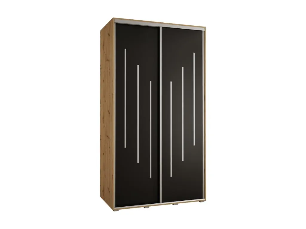 ARMARIO Lluesmahome de 2 puertas correderas, dimensiones 235.2/130/45 cm, diseño en artisan/negro/plata  XU6180445