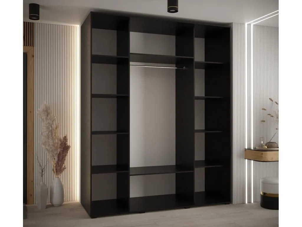 ARMARIO Mueblesclasic 4 DE PUERTAS CORREDERAS 235.2/190/60 3 puertas (Negro/Negro/Plata)