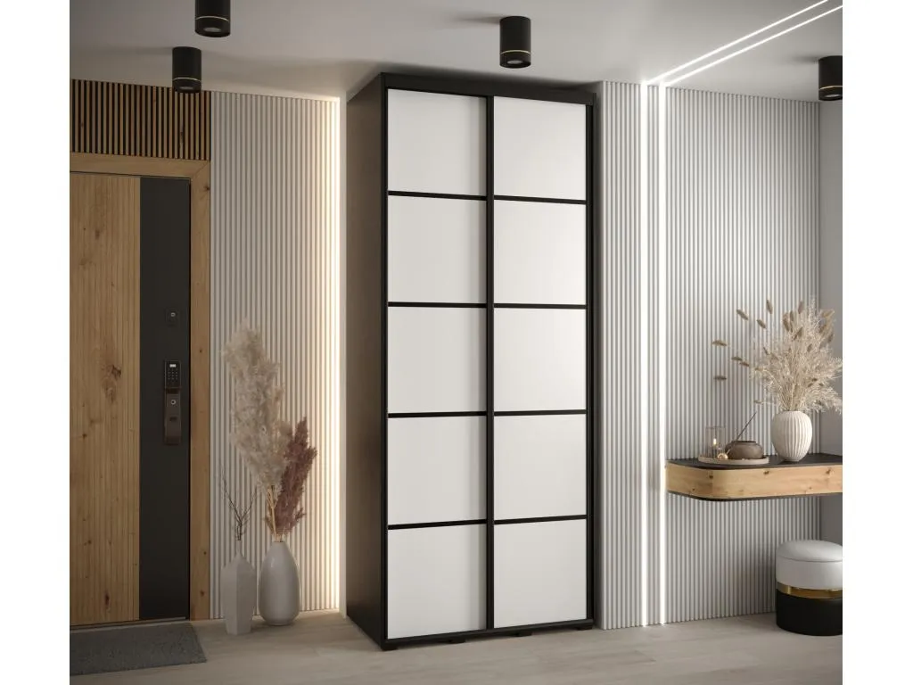 ARMARIO Alkifurniturees 4 DE PUERTAS CORREDERAS 235.2/100/60 2 puertas (Negro/Blanco/Negro) 61134JPBQ