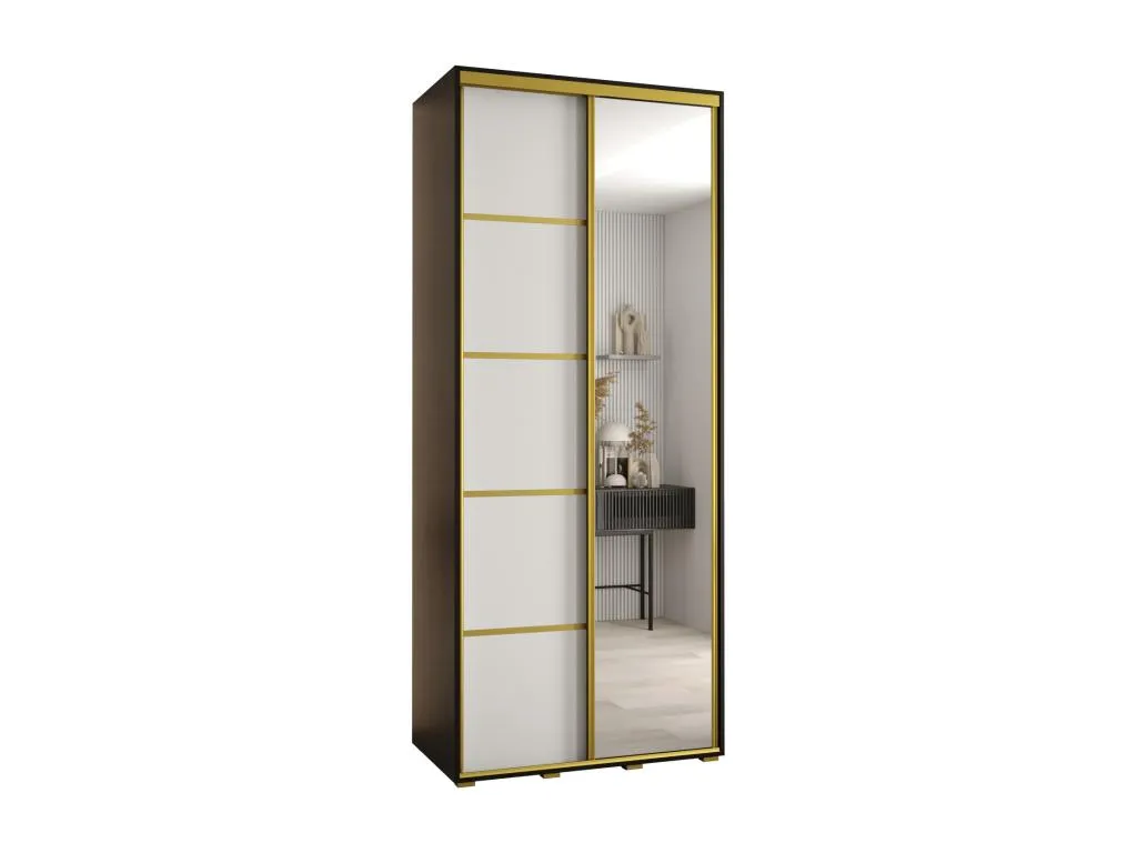 ARMARIO Hogarsens 5 DE PUERTAS CORREDERAS 235.2/100/45 2 puertas (Negro/Blanco/Oro)
