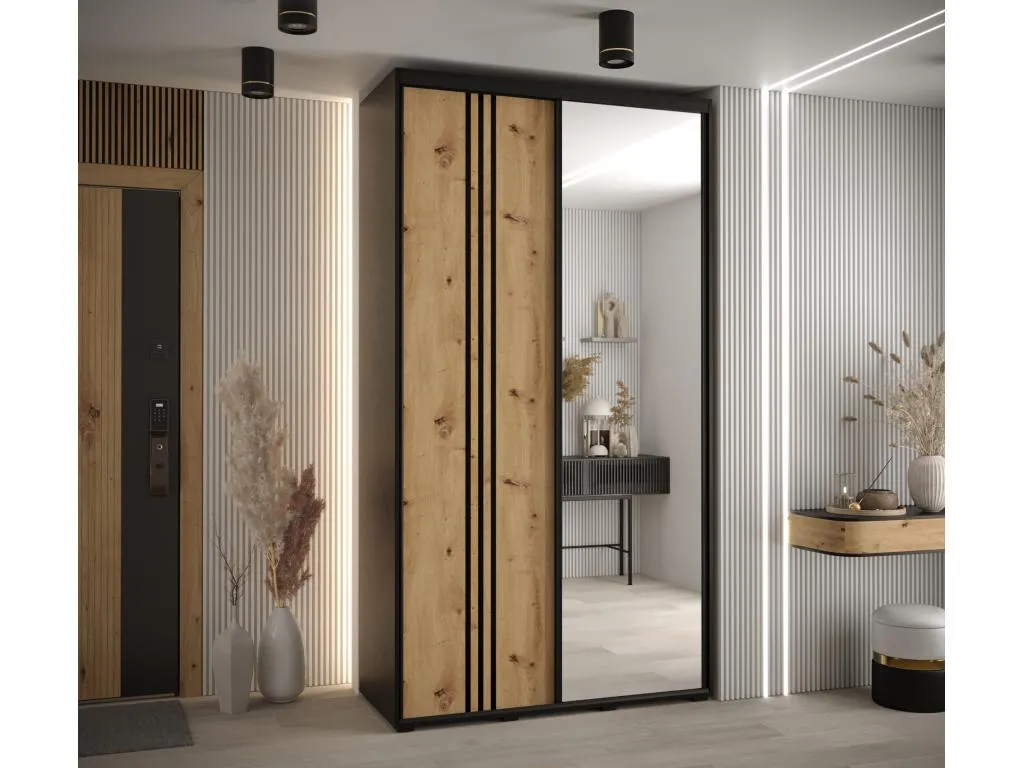 ARMARIO Alkihogares 7 DE PUERTAS CORREDERAS 235.2/130/60 2 puertas (Negro/Artisan/Negro)