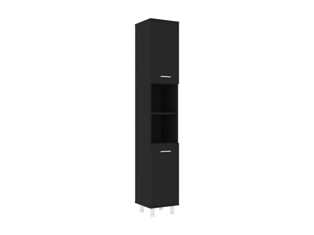 Armario de baño Hogarmini contrachapada negro 30x30x179 cm zdxc85899