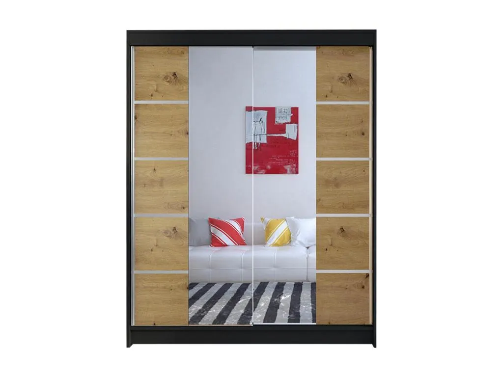 Armario Jmmhogar 146 Jmmhogar Artisan | Negro 200x150x58cm Puertas de armario - Correderas