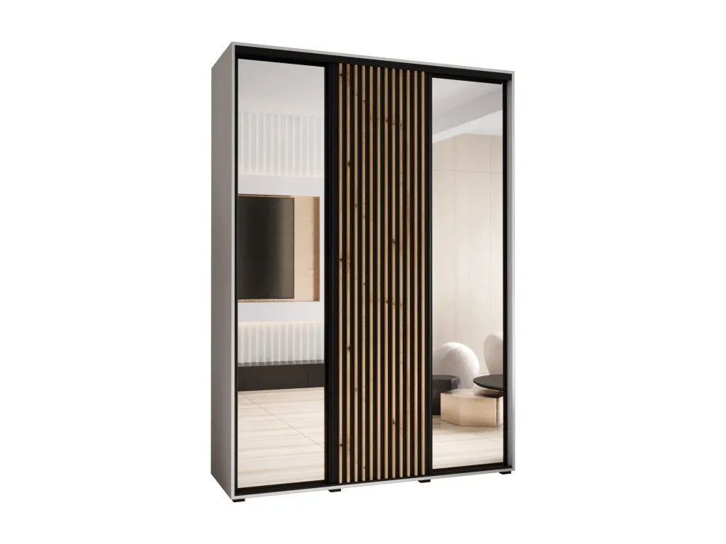 ARMARIO Lluesmahome 2 DE PUERTAS CORREDERAS 205.2/180/60 3 puertas (blanco/negro) 25962UMEX