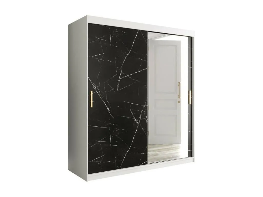 Armario Micasacool 261 Mármol negro | Mate blanco 200x180x62cm Número de estantes - 7.00