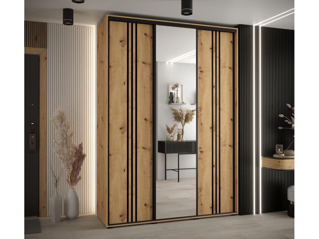 ARMARIO Homelyvo 7 DE PUERTAS CORREDERAS 235 - 2/180/45 3 puertas Artisan/Artisan/Negro