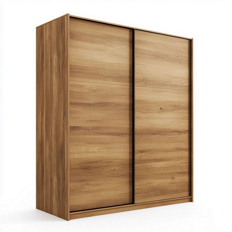 Armario de Dormitorio con Puertas Correderas en Roble - Ropero de Madera 200x60x220 cm