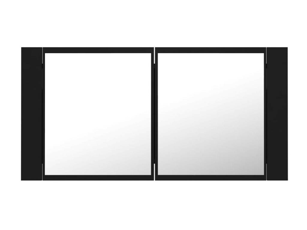 Armario espejo de baño con luz LED acrílico negro 90x12x45 cm