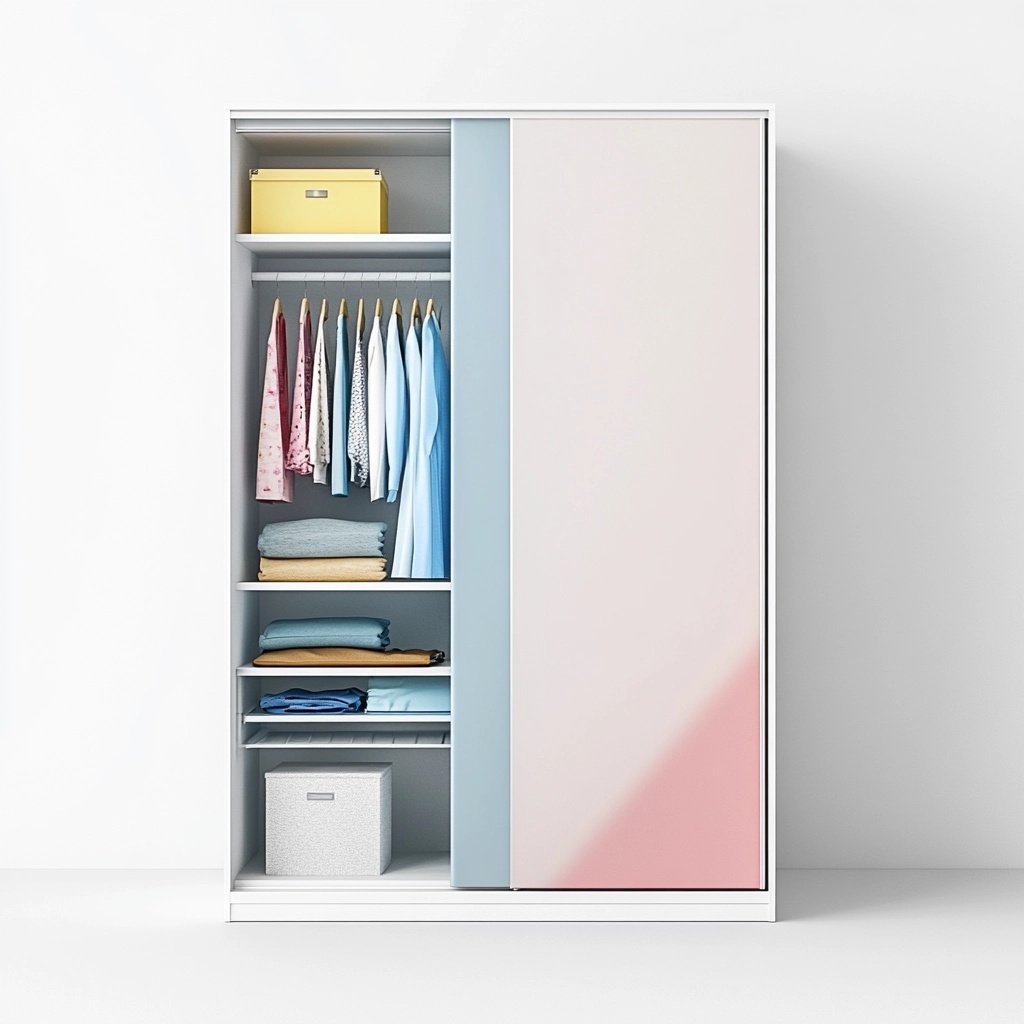 Armario de dormitorio con puertas correderas multicolor madera moderna con compartimentos organizadores 180x60x220 cm VD9736207