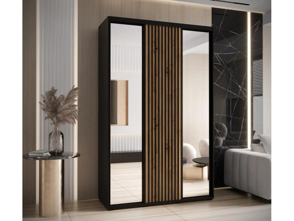 ARMARIO Mobtrendy 2 DE PUERTAS CORREDERAS 205.2/160/60 3 puertas (negro/artisan) 00577rwil