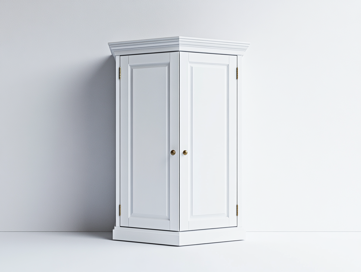 Armario Esquinero de Madera Blanca para Salón Moderno 80x80x180 cm