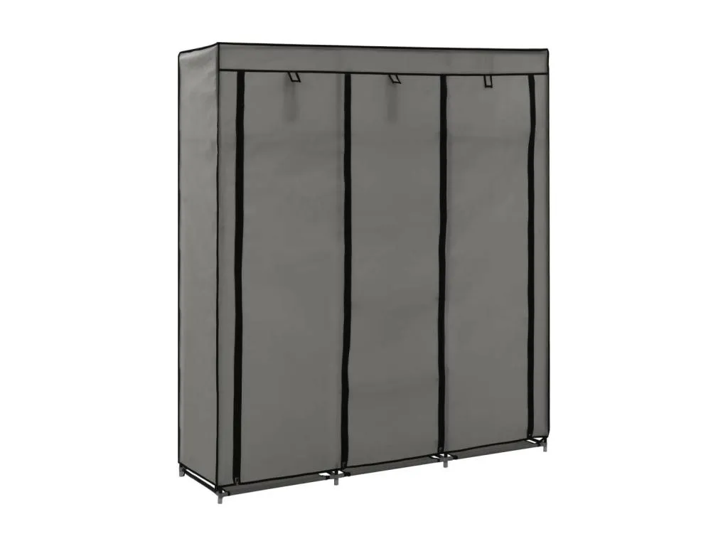 Armario con compartimentos y varillas tela gris 150x45x175 cm POLI33304