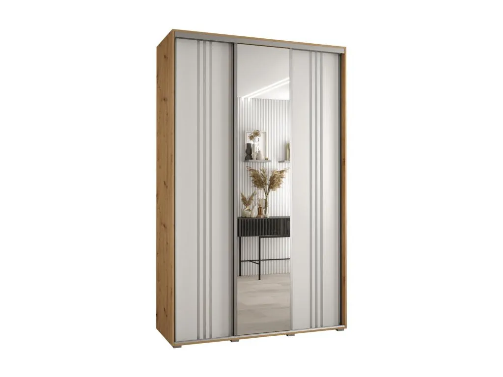 ARMARIO Decounico 7 DE PUERTAS CORREDERAS 235.2/160/60 3 puertas (Artisan/Blanco/Plata)