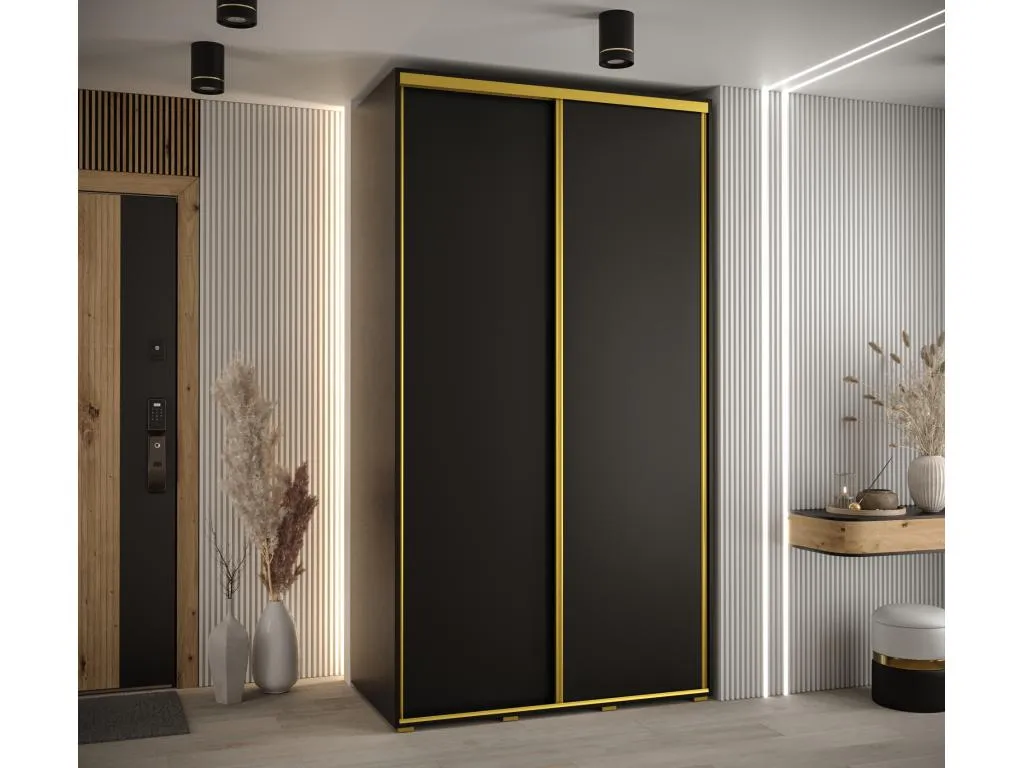 ARMARIO Decoencanto 1 DE PUERTAS CORREDERAS 235.2/130/60 2 puertas (Negro/Negro/Oro)