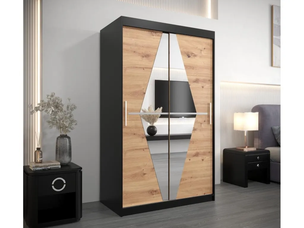Armario Sancaldeco de puertas correderas 200/120/62 2 puertas (negro/artisan) ZPPY11534