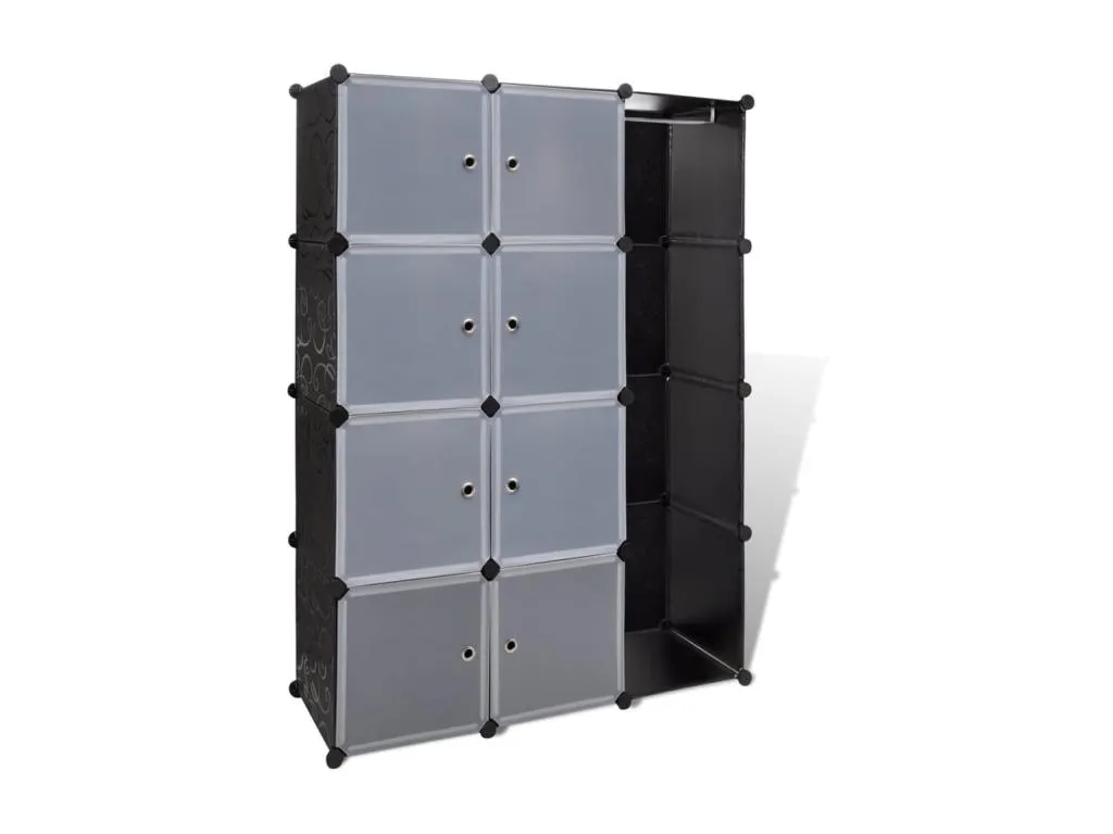 Armario modular 9 compartimentos Blanco y negro 37x115x150 cm 96431KBCA