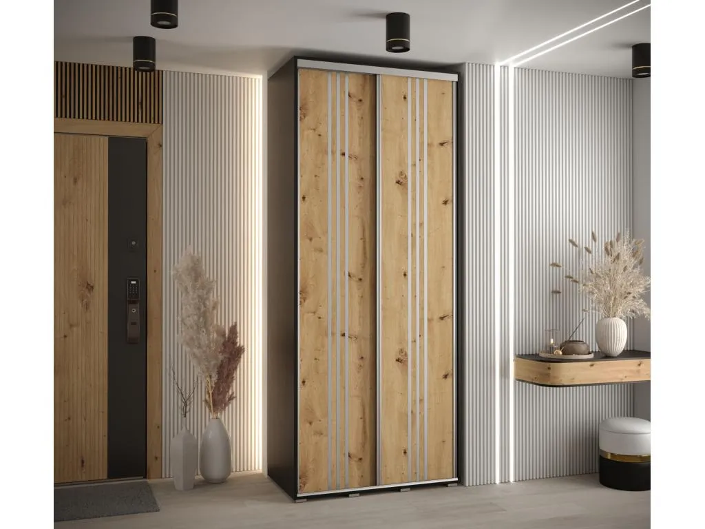 ARMARIO Andreuworldcasa 6 DE PUERTAS CORREDERAS 235.2/100/45 2 puertas (Negro/Artisan/Plata)