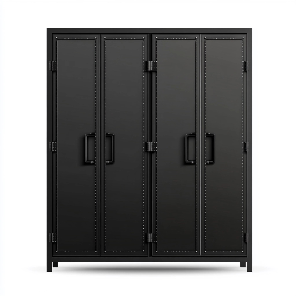 Armario Metálico Industrial para Almacenamiento en Oficina Negro Acero con Puertas Grandes 180x160x45 cm Armario de Almacenaje EU9230080