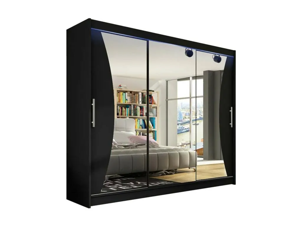 Armario negro Decohoguera 120 215x250x58 cm con puertas correderas modernas EU7289191