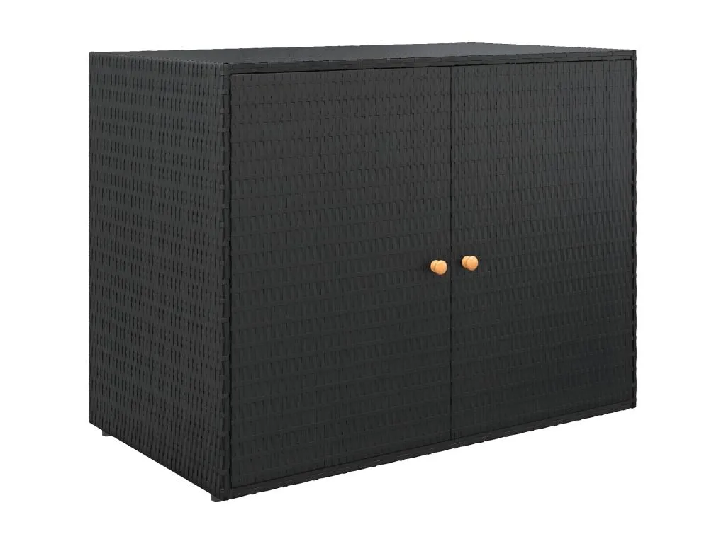 Armario de almacenaje de jardín ratán PE negro 100x55.5x80 cm PNUA45438