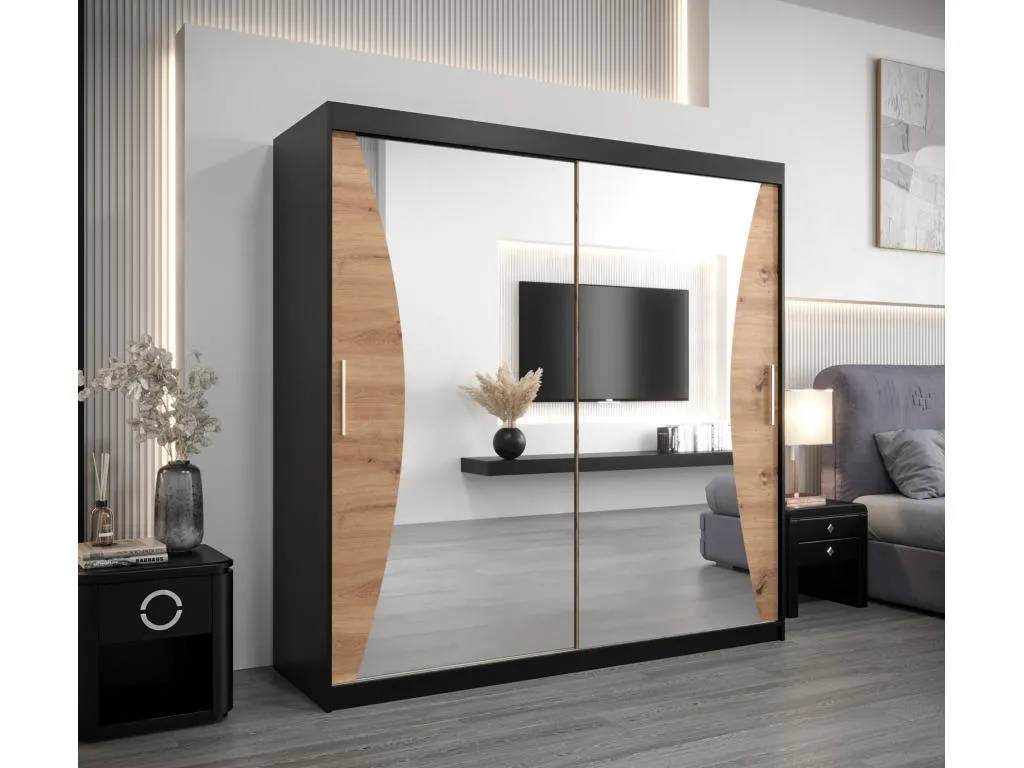 ARMARIO Decopractico DE PUERTAS CORREDERAS 200/200/62 2 puertas (negro/artisan) 73855USOU