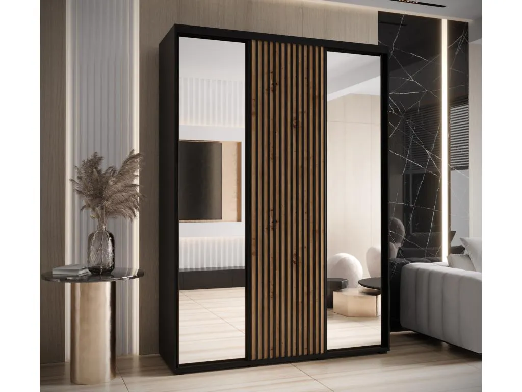 ARMARIO Jmmhogar 2 DE PUERTAS CORREDERAS 205.2/170/60 3 puertas (negro/artisan)