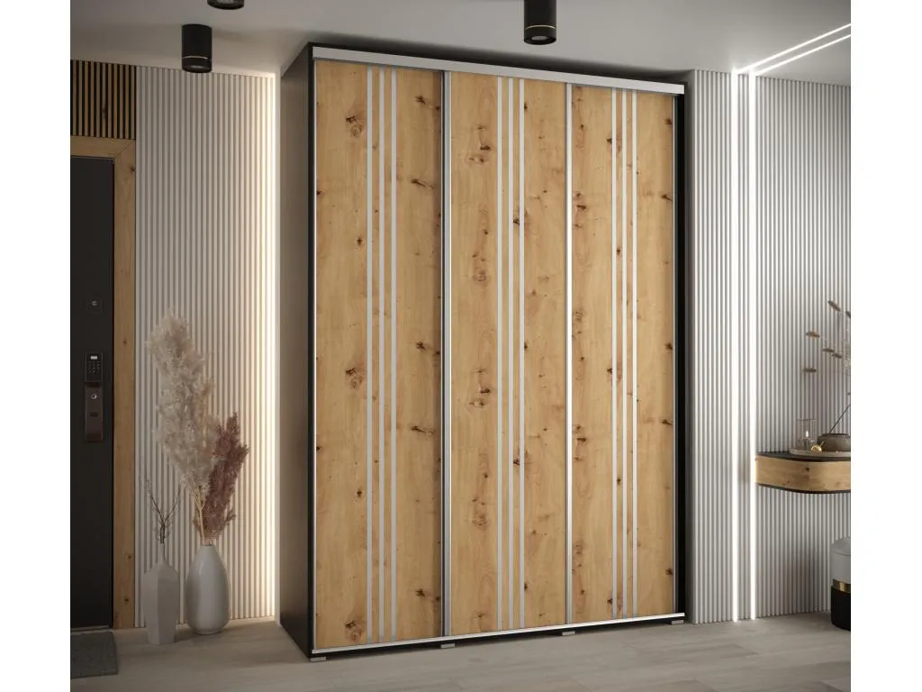 ARMARIO Vivircalido 6 DE PUERTAS CORREDERAS 235.2/170/60 3 puertas (Negro/Artisan/Plata) 59791hggw