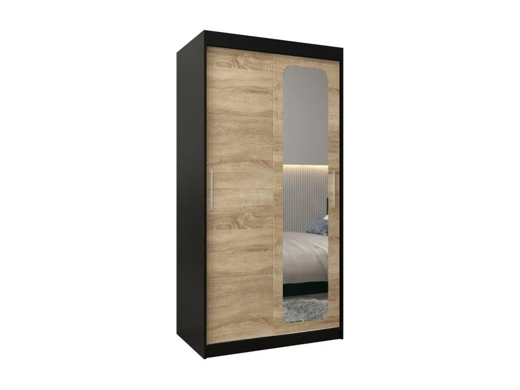 Armario Vivirsingular T2 con 2 puertas correderas dimensiones 200/100/62 cm con un diseño en negro/Vivirsingular xfjg84544