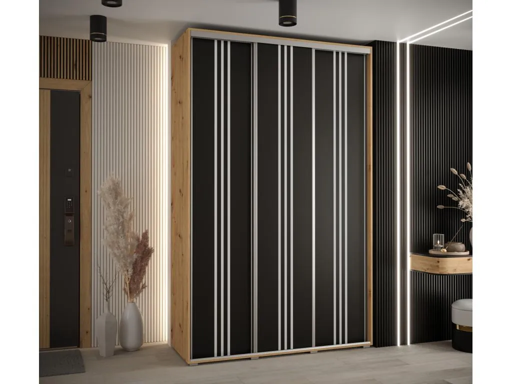 ARMARIO Banakdecoracion 6 DE PUERTAS CORREDERAS 235.2/150/45 3 puertas (Artisan/Negro/Plata) ECEZ21546