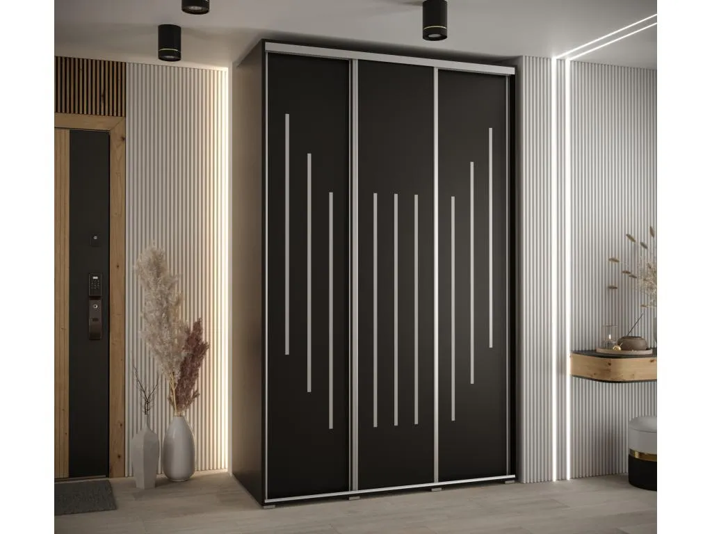 ARMARIO Micasacool 8 DE PUERTAS CORREDERAS 235.2/160/60 3 puertas (Negro/Negro/Plata)
