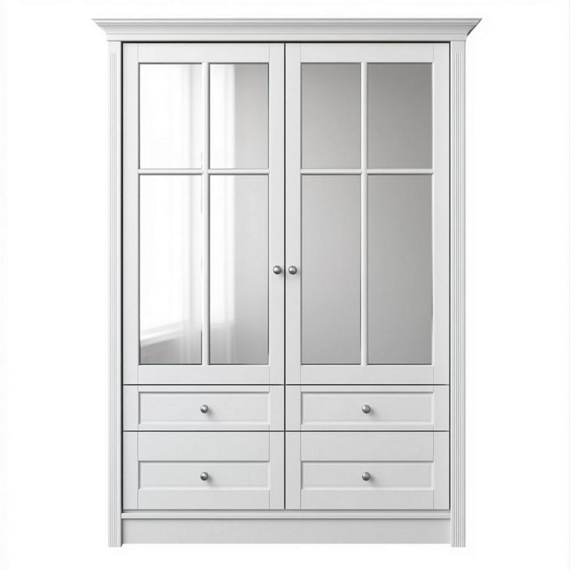Armario Blanco Dormitorio con Espejo 210x120x50 cm Madera