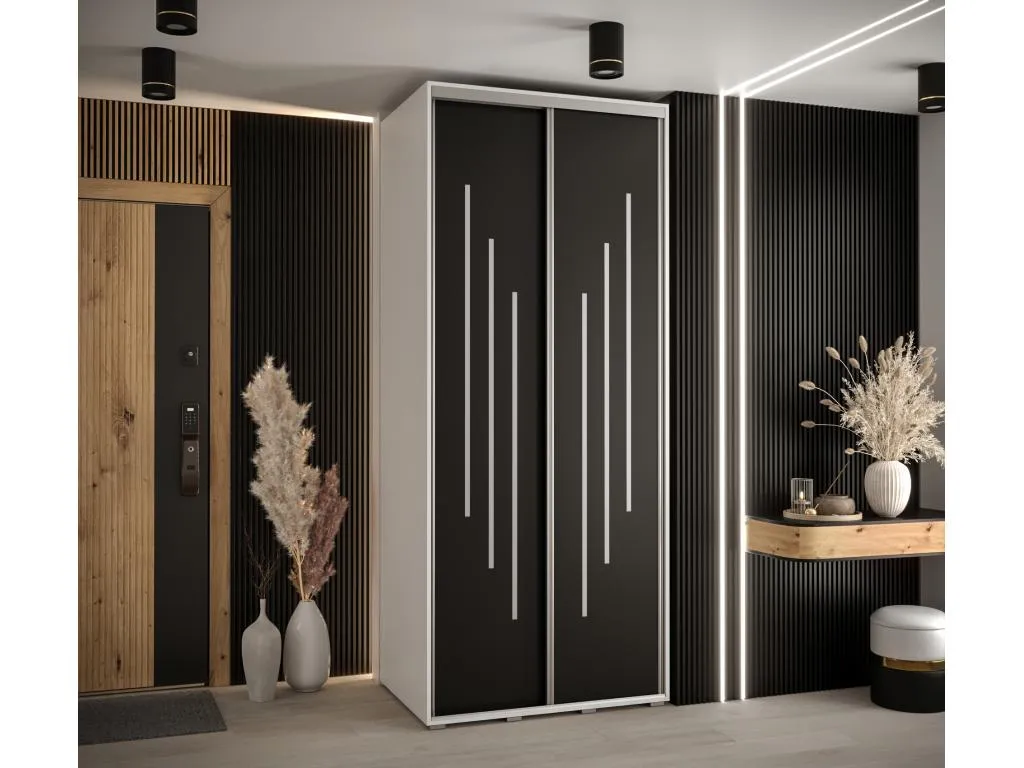 ARMARIO Kavehomedeco 8 DE PUERTAS CORREDERAS 235.2/110/45 2 puertas (Blanco/Negro/Plata) 24190CKDB