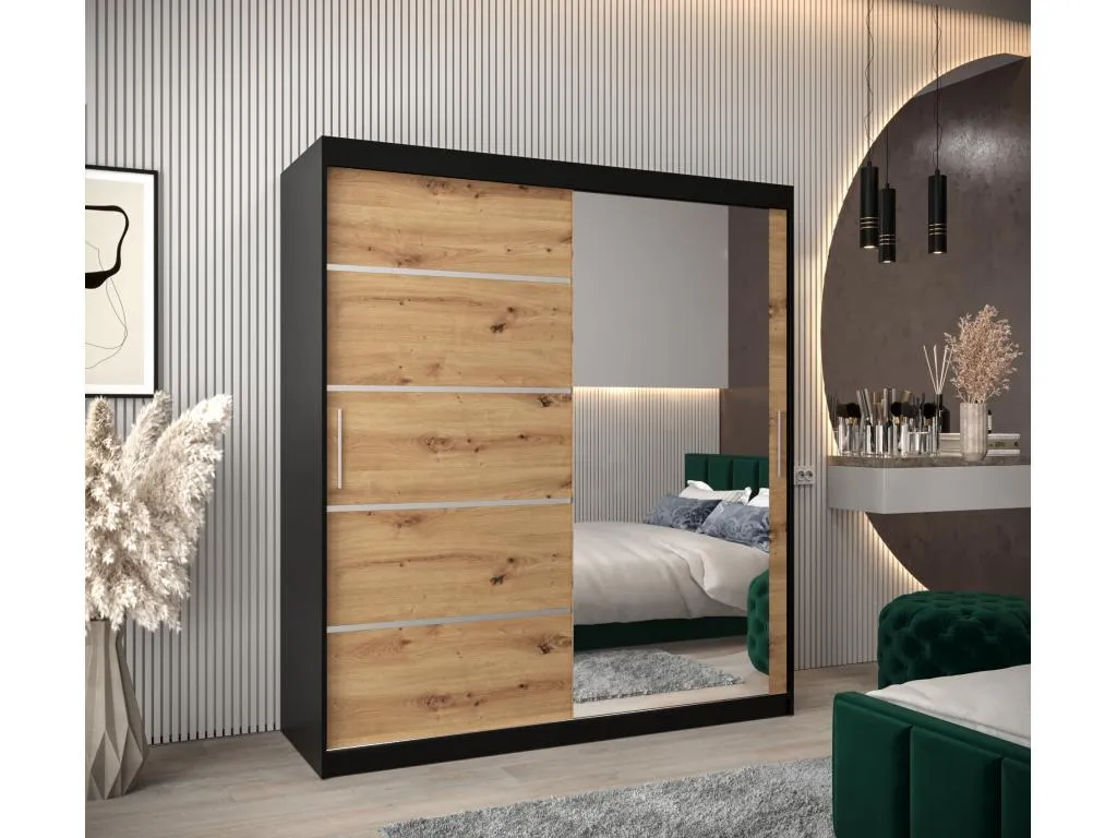 ARMARIO Alkifurniturees 2 DE PUERTAS CORREDERAS 200/180/62 2 puertas (negro/artisan) VSRI98082
