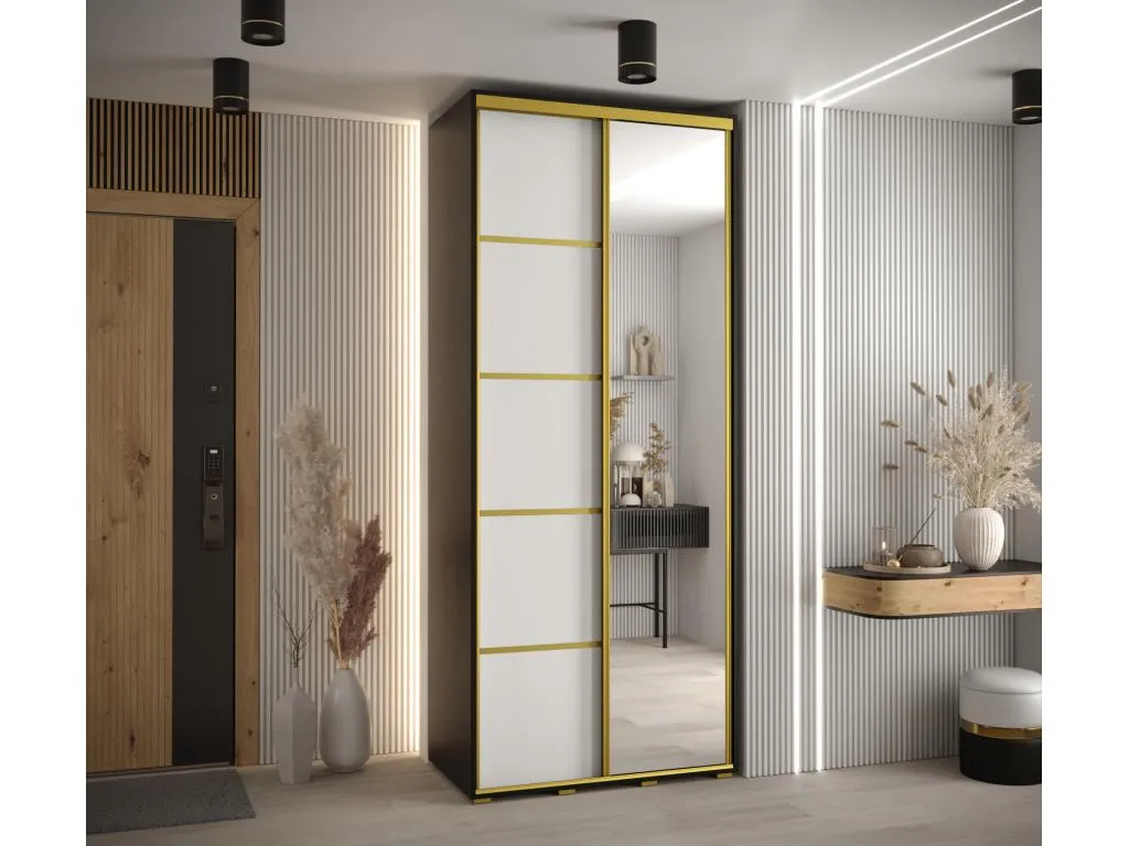 ARMARIO Hogarmini 5 DE PUERTAS CORREDERAS 235.2/110/45 2 puertas (Negro/Blanco/Oro) 41196wigo