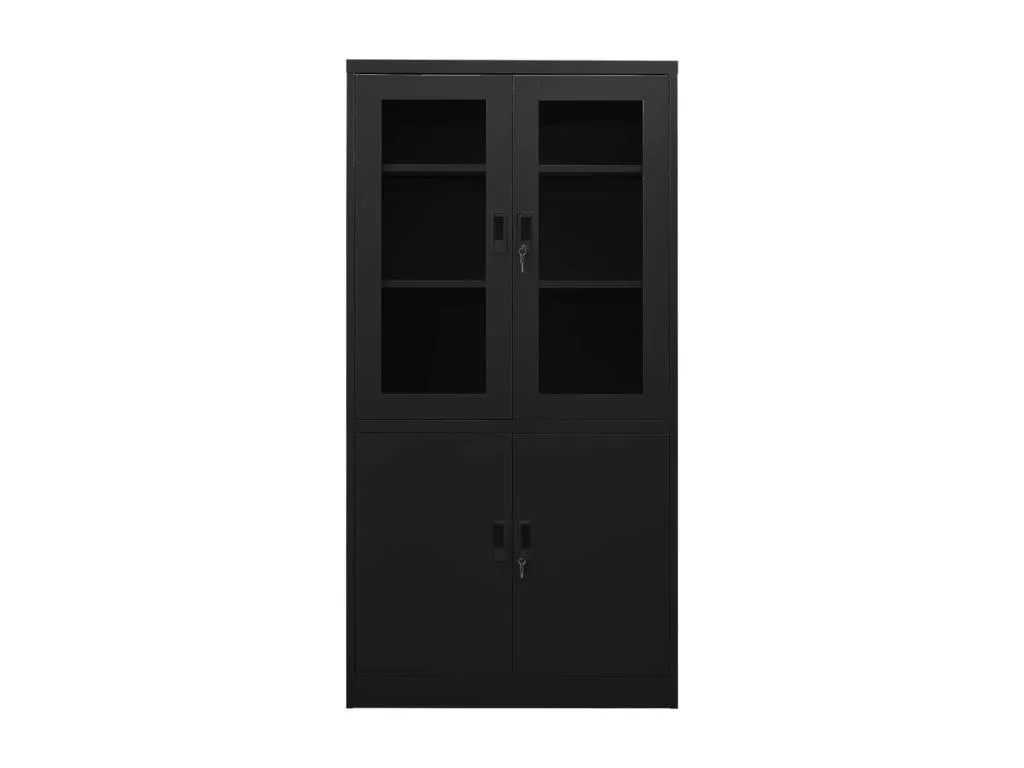 Armario de oficina de acero negro 90x40x180 cm