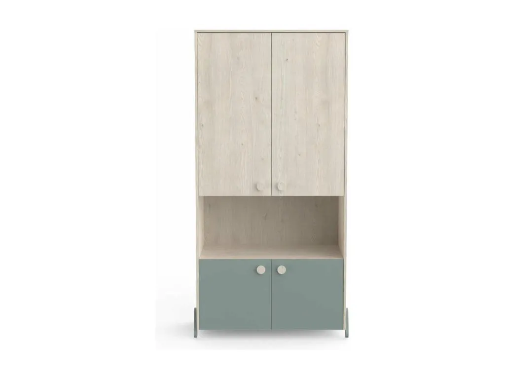 Armario infantil 4 puertas con barra acabado Mueblestop y verde - 89 cm ZHBZ80706