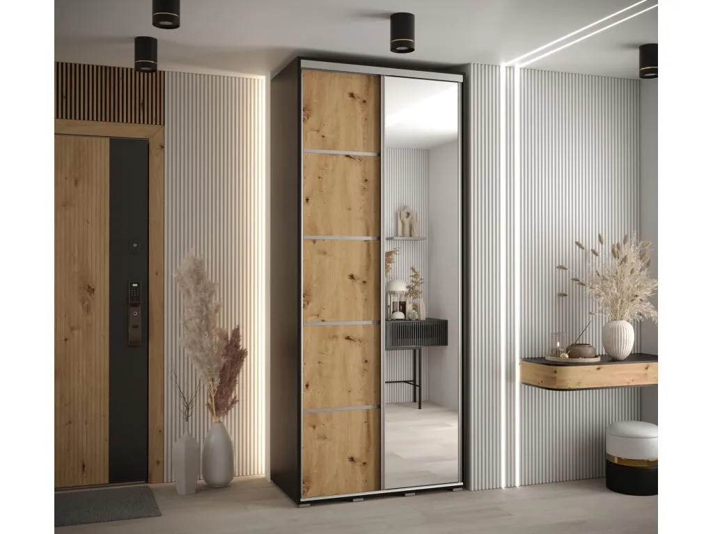 ARMARIO Mueblesclasic 5 DE PUERTAS CORREDERAS 235.2/120/45 2 puertas (Negro/Artisan/Plata)