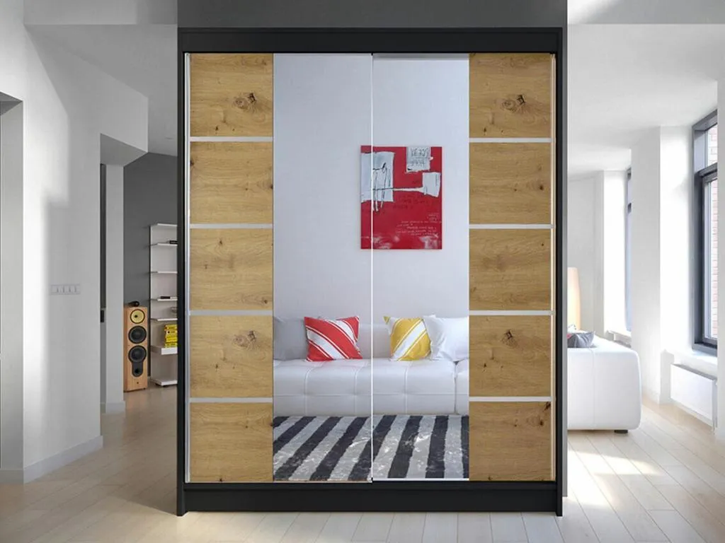 Armario Jmmhogar 146 Jmmhogar Artisan | Negro 200x150x58cm Puertas de armario - Correderas
