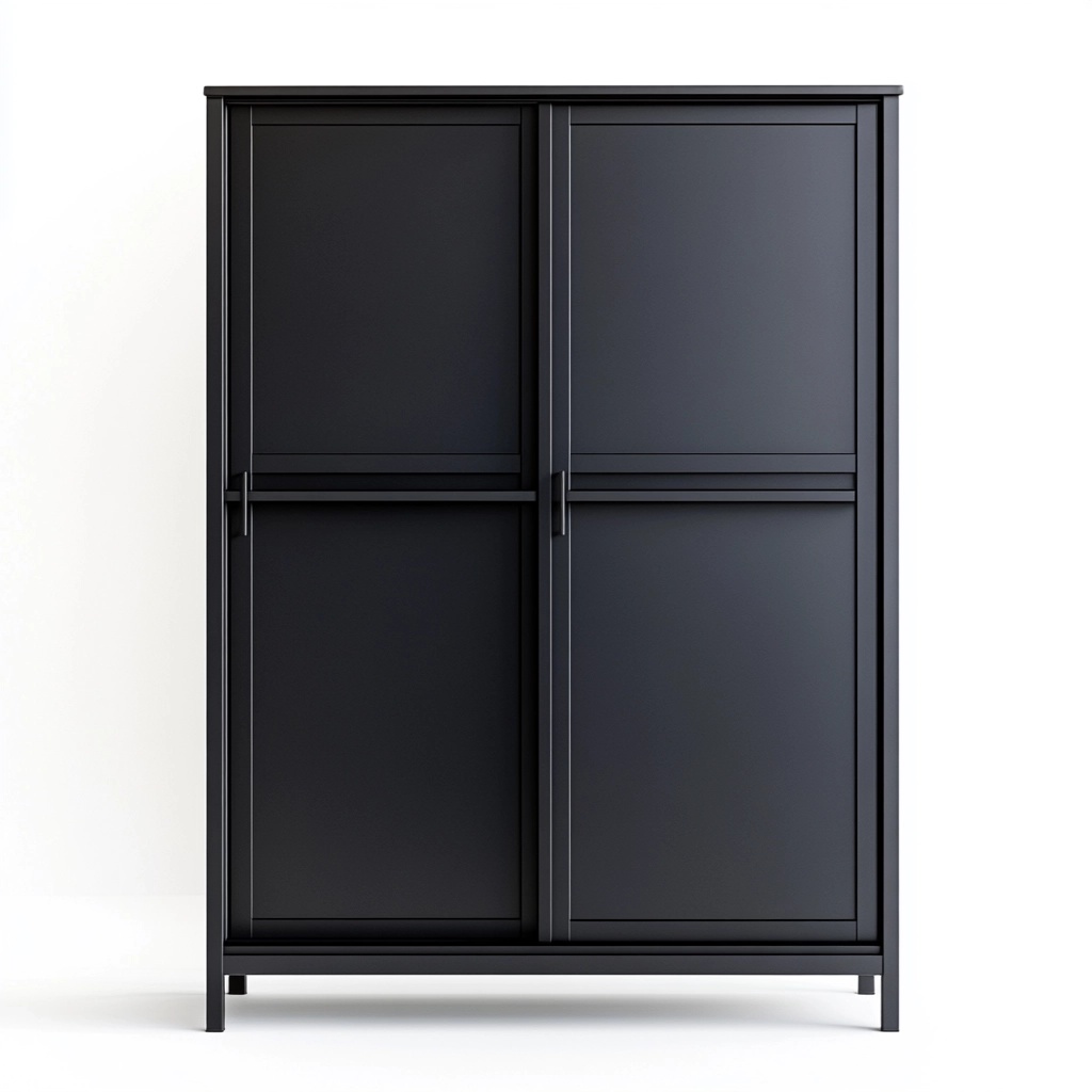 Armario de metal negro para dormitorio con puertas correderas funcional moderno 180x120 cm OW2224661