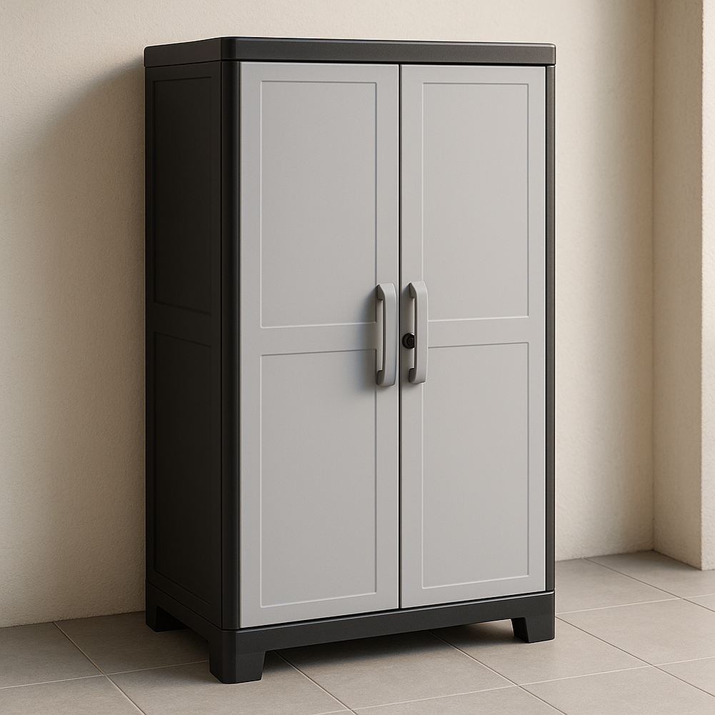 Organizador de almacenamiento armario acero 195x95x94.4 cm gris antracita/blanco exterior jardín impermeable seguridad