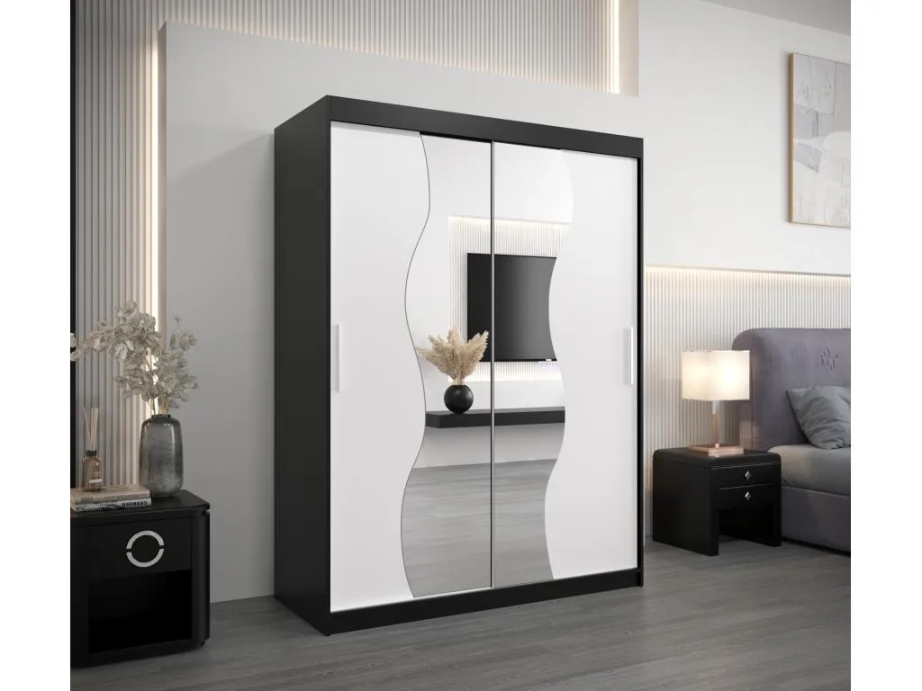 ARMARIO Boverdeco DE PUERTAS CORREDERAS 200/150/62 2 puertas (negro/blanco)