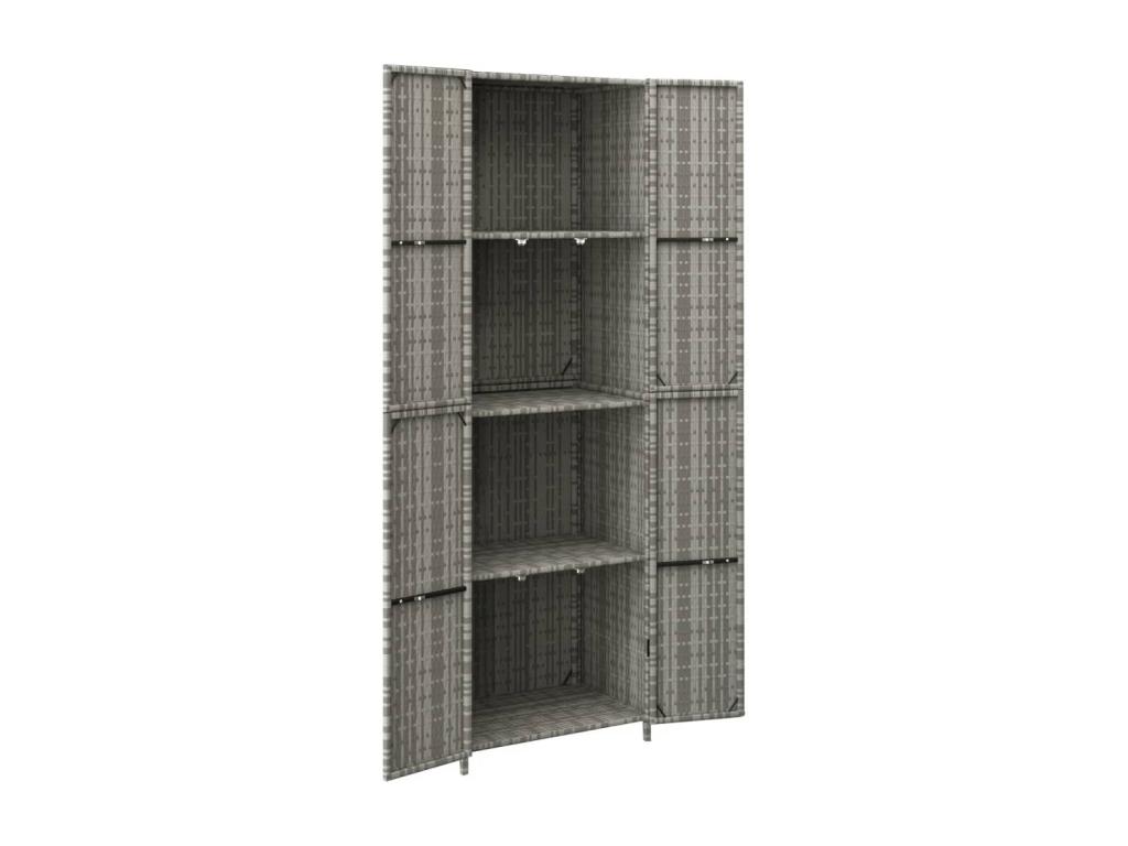 Confortzx Armario de almacenaje de jardín ratán PE gris 59x40x180 cm